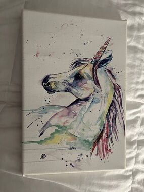 Multicolor Watercolor Unicorn Canvas Wall Art